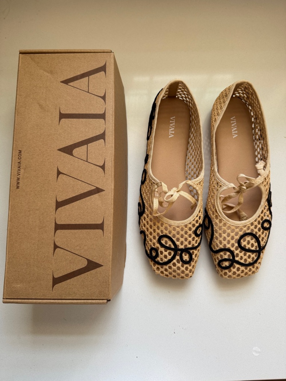 VIVAIA Makayla Mesh Raffia Memory Foam Ballet Flat